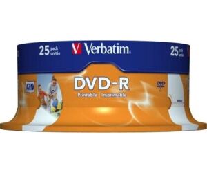 DVD-R Verbatim Imprimible 16X/ Tarrina-25uds