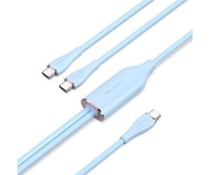 Cable USB Tipo-C Vention CTMSG/ USB Tipo-C Macho - 2 x USB Tipo-C Macho/ Hasta 100W/ 480Mbps/ 1.5m/ Azul