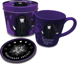 Set de taza posavasos + lata pyramid wednesday addams