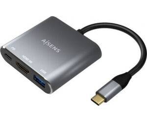 Conversor Aisens A109-0669/ USB Tipo-C Macho/ HDMI Hembra - USB Hembra - USB Tipo-C Hembra/ 15cm/ Gris