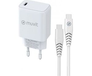 Cargador de Pared Muvit For Change MCPAK0044/ 1xUSB Tipo-C + Cable USB Tipo-C/ 20W