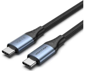 Cable USB 4.0 Tipo-C 5A Vention TAVHF/ USB Tipo-C Macho - USB Tipo-C Macho/ Hasta 240W/ 40Gbps/ 1m/ Gris