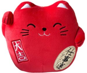 Peluche gato de la suerte lucky cat rojo 20 cm