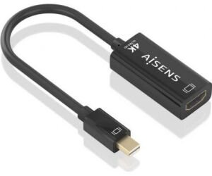 Cable Conversor Aisens A125-0904/ Mini DisplayPort Macho - HDMI Hembra/ 15cm/ Negro