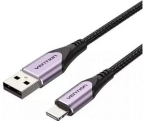 Cable USB 2.0 Lightning Vention LABVF/ USB Macho - Lightning Macho/ Hasta 12W/ 480Mbps/ 1m/ Morado