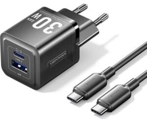 Cargador Gan de Pared Vention TZ-FEQB0-EU-01/ 1xUSB Tipo-C/ 1xUSB + Cable USB Tipo-C/ 30W