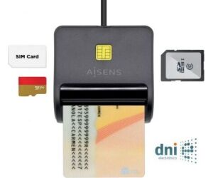 LECTOR DNI-TARJETAS AISENS SIM SD Micro SD MMC RS-MMC MMC Micro NEGRO