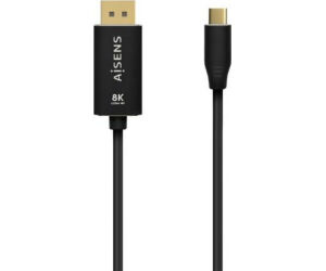 Cable Conversor DisplayPort 8K 60HZ Aisens A109-0687/ USB Tipo-C Macho - Displayport Macho/ Hasta 27W/ 1250Mbps/ 1.8m/ Negro