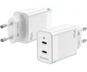 Cargador Gan de Pared Aisens ASCH-45W2P005-W/ 2xUSB Tipo-C/ 45W