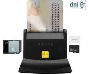 Lector de DNI y Tarjetas Aisens ASCR-SN04CSD-BK/ USB Tipo-C/ Negro