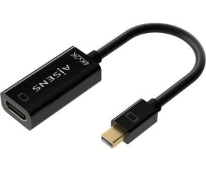 Cable Conversor Aisens A125-0643/ Mini DisplayPort Macho - HDMI Hembra/ Hasta 5W/ 2300Mbps/ 15cm/ Negro