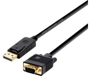 Cable Conversor Aisens A125-0365/ DisplayPort Macho - VGA Macho/ Hasta 5W/ 2300Mbps/ 2m/ Negro