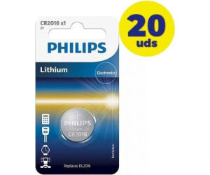 Pack de 20 Pilas de Botn Philips CR2016/ 3V