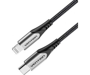 Cable USB 2.0 Tipo-C Lightning Vention TACHH/ USB Tipo-C Macho - Lightning Macho/ Hasta 27W/ 480Mbps/ 2m/ Gris y Negro