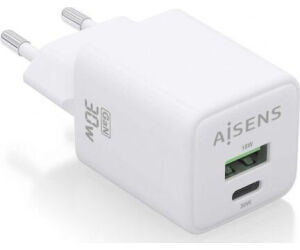 Cargador Gan de Pared Aisens ASCH-30W2P037-W/ 1xUSB Tipo-C/ 1xUSB/ 30W