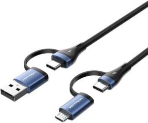 Cable Usb 2.0 Tipo Usb-c/m-usb/m Usb-c/m-microusb/m 1 M Negro/azul Vention