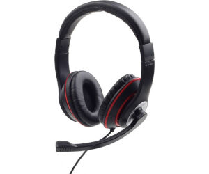 Auriculares Estereo Gembird Color Negro Con Aro Rojo