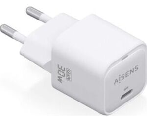 Cargador Gan de Pared Aisens ASCH-30W1P018-W/ 1xUSB Tipo-C/ 30W