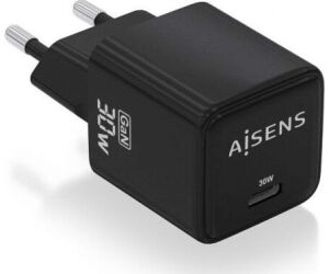 Cargador Gan de Pared Aisens ASCH-30W1P036-BK/ 1xUSB Tipo-C/ 30W