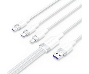 Cable Usb 2.0 A Usb-c + Microusb/m + Lightning Trenzado 1.5 M Blanco Vention