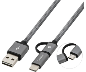 Cable Usb-a Magnetico Con Adaptador Microusb/m Usb-c/m 0.5 M Gris Vention