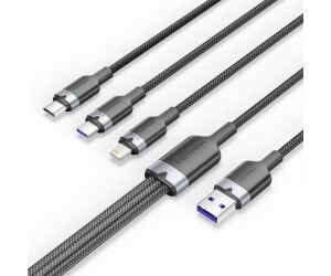 Cable Usb 2.0 A Usb-c + Microusb/m + Lightning Trenzado 1.5 M Negro Vention