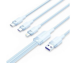 Cable Usb 2.0 A Usb-c + Microusb/m + Lightning Trenzado 1.5 M Azul Vention