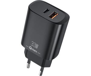 Cargador qcharx eros 3a 33w 1 x usb tipo a - 1 x usb tipo c negro