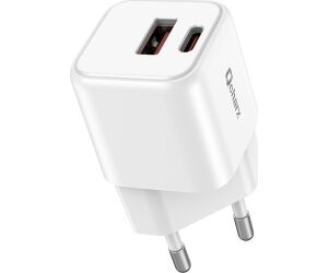 Cargador mini qcharx zeus 3a  20w puerto usb a + tipo c blanco adaptado a regletas