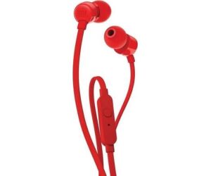 Auriculares intrauditivos jbl t110 red - pure bass - drivers 9mm - cable plano - manos libres