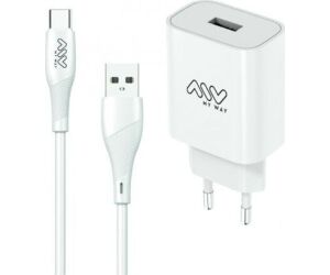 Cargador de Pared Myway MYWEPAK0002/ 1xUSB + Cable USB Tipo-C/ 15W