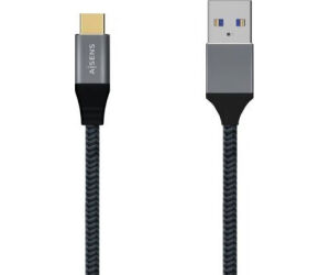 Cable USB 3.1 Tipo-C Aisens A107-0632/ USB Tipo-C Macho - USB Macho/ Hasta 27W/ 1250Mbps/ 1.5m/ Gris