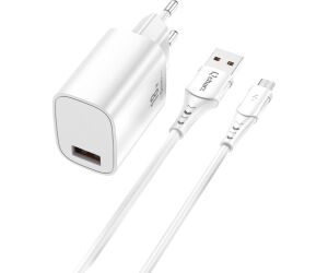 Kit cargador qcharx artemisia 3a 18w + cable usb a micro blanco