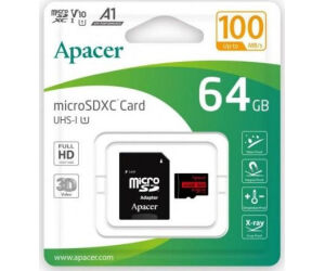 Tarjeta de Memoria Apacer 64GB XC UHS 1 con Adaptador/ Clase 10/ 100MBs