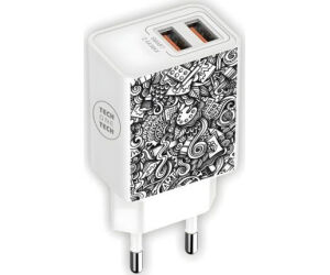 Cargador de Pared Tech One Tech Art-Deco TEC2510/ 2xUSB/ 2.4A/ Blanco