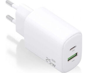 Cargador GaN de Pared Aisens A110-0911/ 1xUSB Tipo-C/ 1xUSB/ 25W/ Blanco