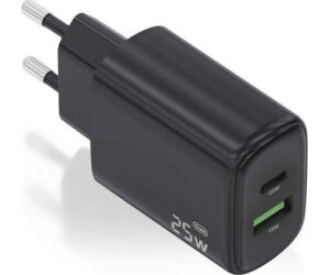 Cargador GaN de Pared Aisens A110-0912/ 1xUSB Tipo-C/ 1xUSB/ 25W/ Negro