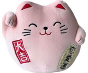 Peluche gato de la suerte lucky cat rosa 20 cm