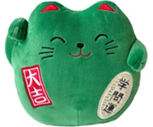 Peluche gato de la suerte lucky cat verde 20 cm