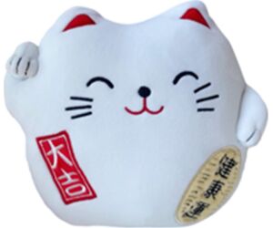 Peluche gato de la suerte lucky cat blanco 20 cm