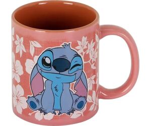 Taza karactermania disney stitch flores rosas