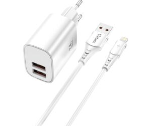 Kit cargador qcharx apolo 24a  + cable usb a lightning blanco