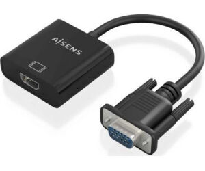 Cable Conversor Aisens A115-0873/ VGA Macho/ HDMI Hembra - Jack 3.5 Hembra - MicroUSB / 20cm/ Negro