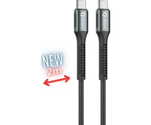 Cable qcharx prague usb tipo c - 2m - aleacion de aluminio negro cordon de tela suave