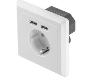 Roseta Pared Lanberg 230v Schuko 16a 2x Usb 2.1 A Blanco