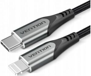 Cable USB 2.0 Tipo-C Lightning Vention TACHF/ USB Tipo-C Macho - Lightning Macho/ Hasta 27W/ 480Mbps/ 1m/ Gris