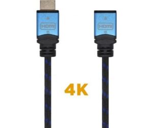 Cable Alargador HDMI Aisens A120-0453/ HDMI Macho - HDMI Hembra/ 2m/ Negro/ Azul