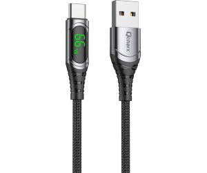 Cable qcharx menorca usb a tipo c 3a 66w - 1 m - aleacin aluminio negro cable suave digital display