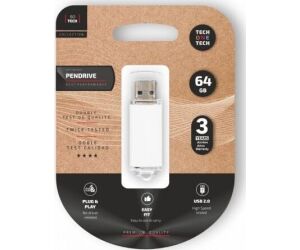 Pendrive 64GB Tech One Tech Basic USB 2.0/ Blanco