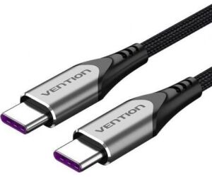 Cable USB 2.0 Tipo-C 5A 100W Vention TAEHF/ USB Tipo-C Macho - USB Tipo-C Macho/ Hasta 100W/ 480Mbps/ 1m/ Gris